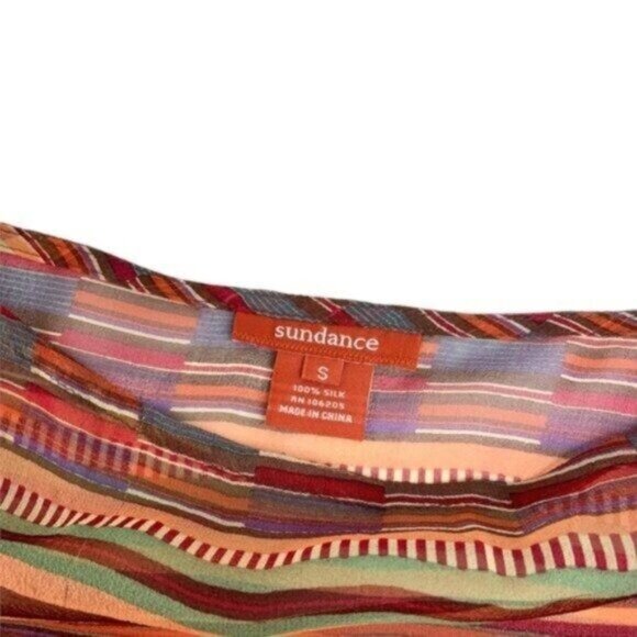 Sundance Silk Sheer Blouse Orange Red Cover Up Boho - Picture 3 of 6